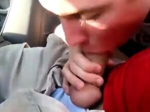 Sucking my buddy’s cock in the car, he cums in my mouth – am