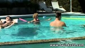 College guys naked in locker room and amateur gay bathroom Pool Four-Way!