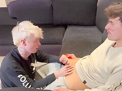 Blonde Twink Dude Sucks Cum Out Of His Mate Whilst He Video Games Fornite